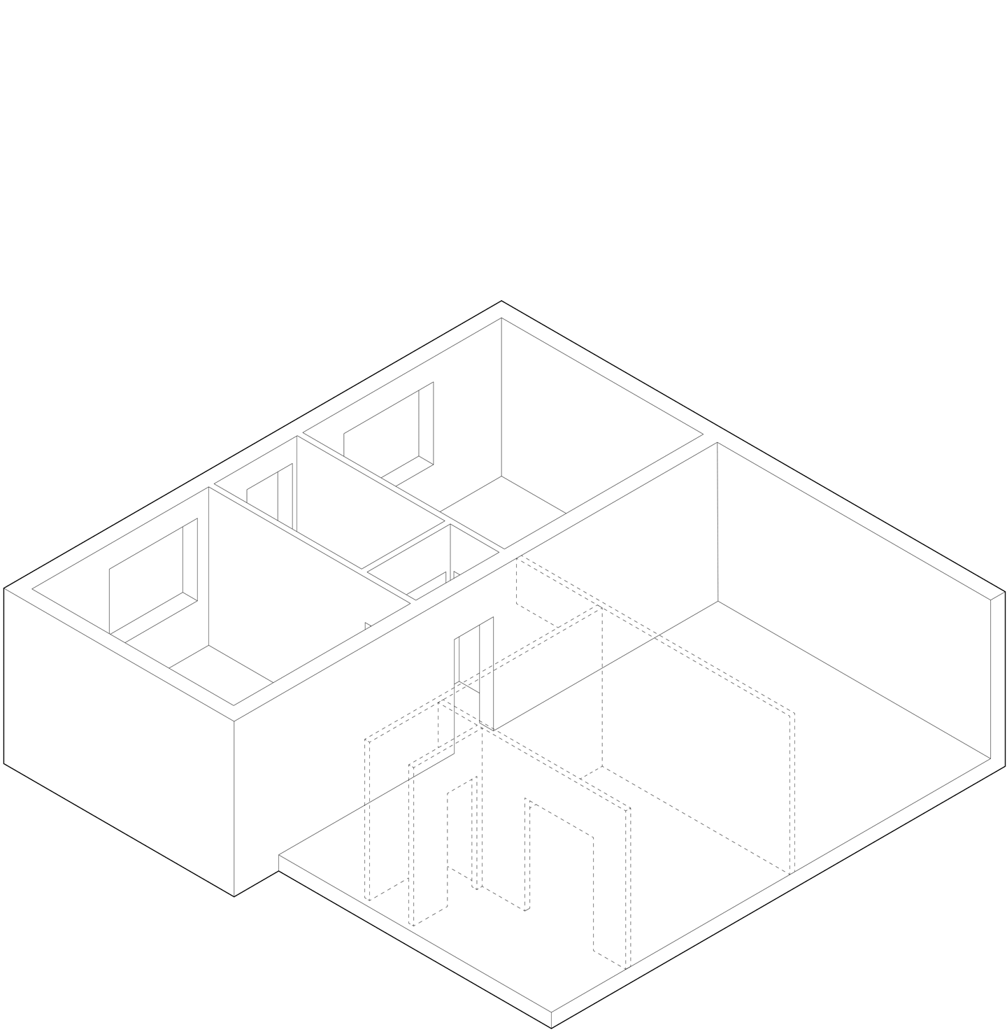 Apartment in Pisa - Axonometric drawing ante operam