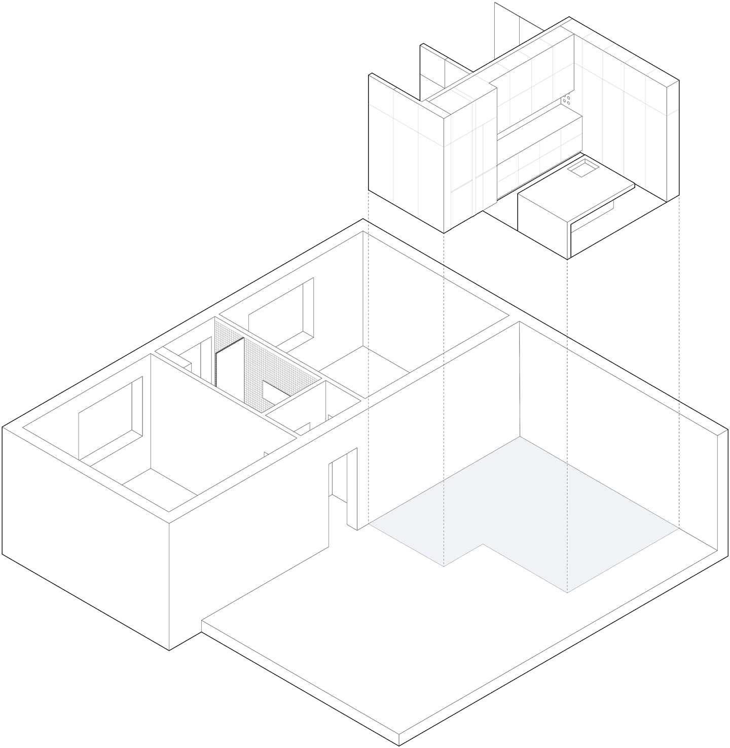 Apartment in Pisa - Axonometric drawing concept